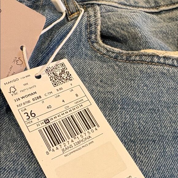Mango Light Blue Denim Jeans Fiona flare size 4 - Picture 4 of 8